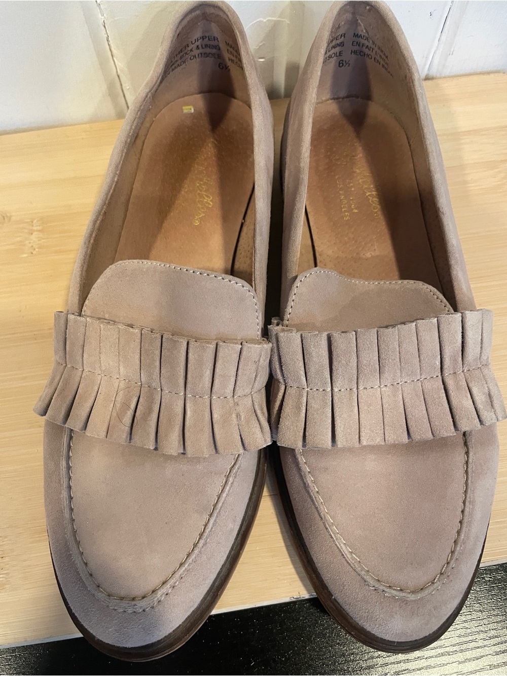 Seychelles Taupe Suede Fringe Loafers